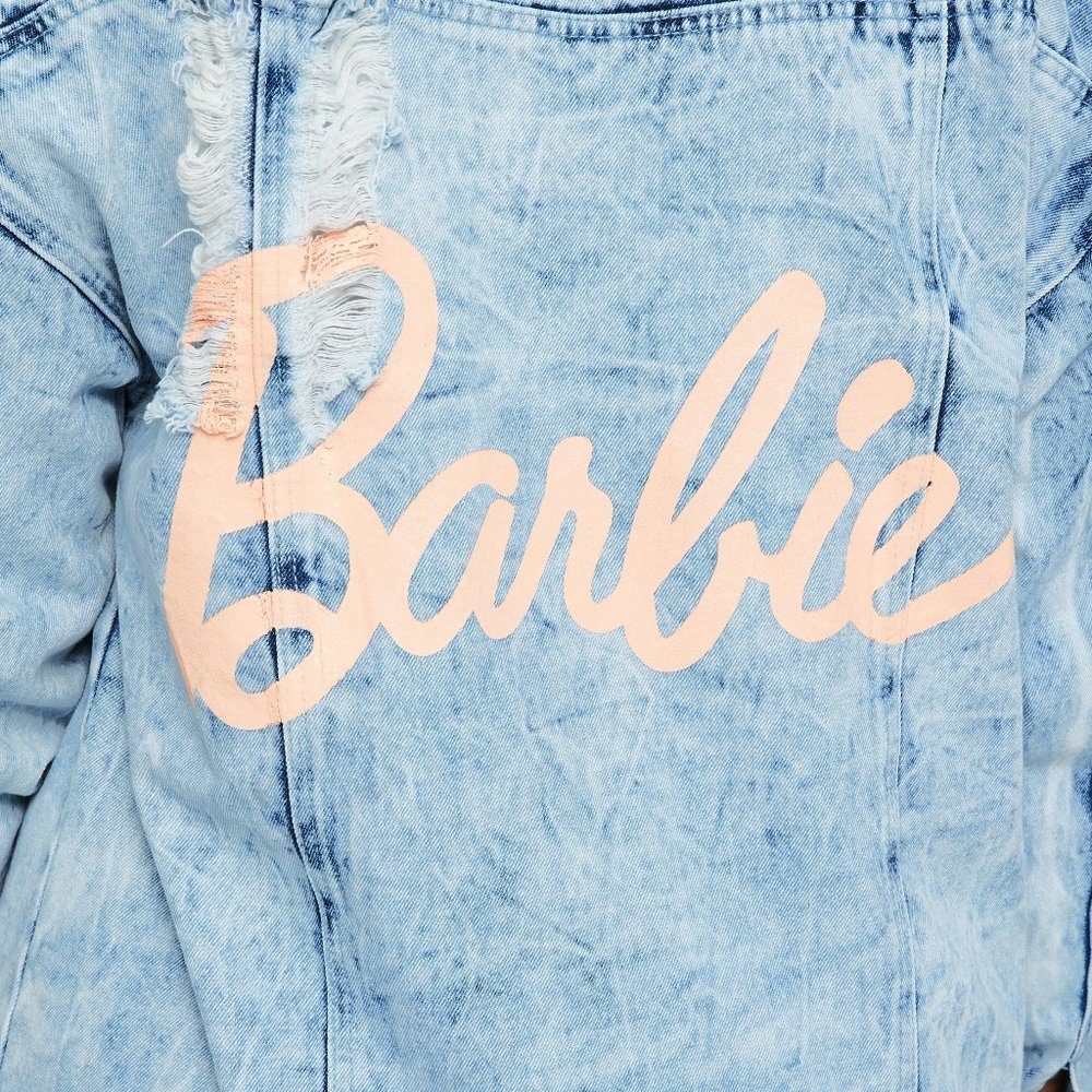 Missguided Barbie Oversized Acid Wash Denim Jacket - Picture 2 of 8